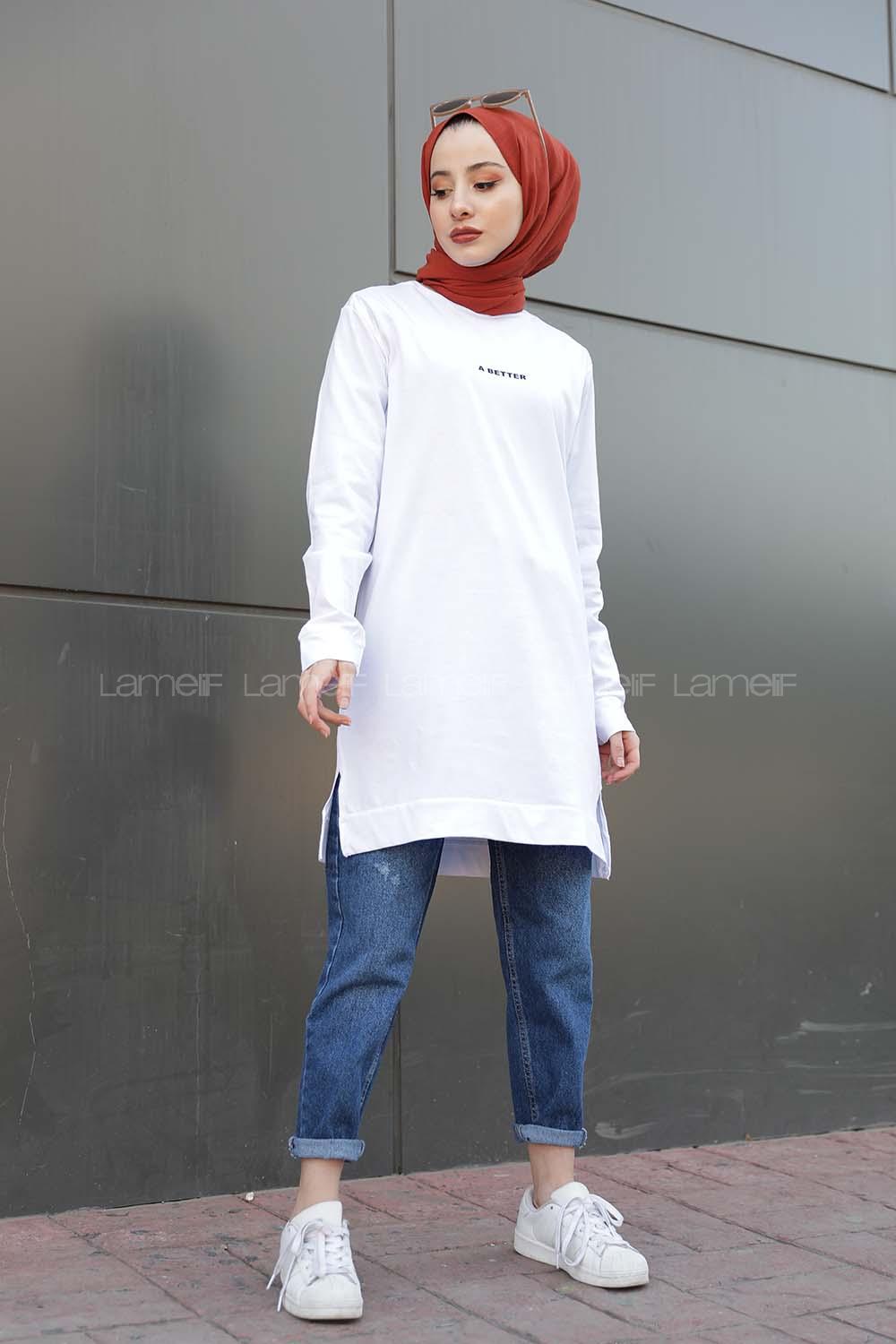 Modalamelif A Better Baskılı Sweatshirt Beyaz