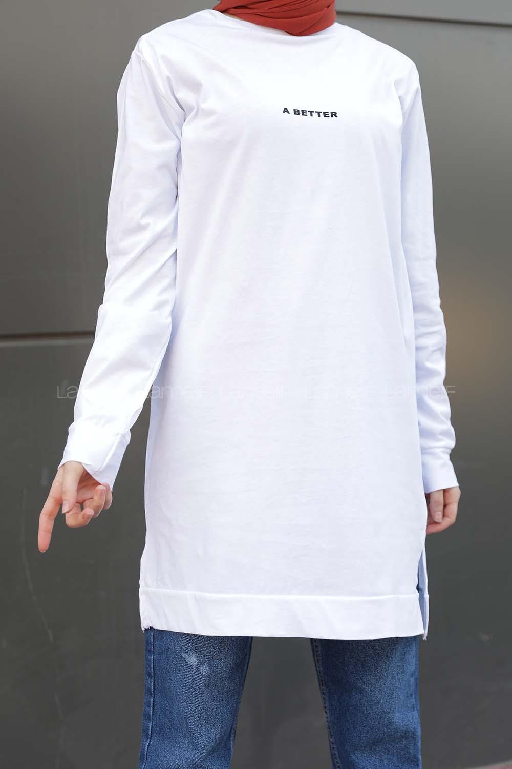 Modalamelif A Better Baskılı Sweatshirt Beyaz