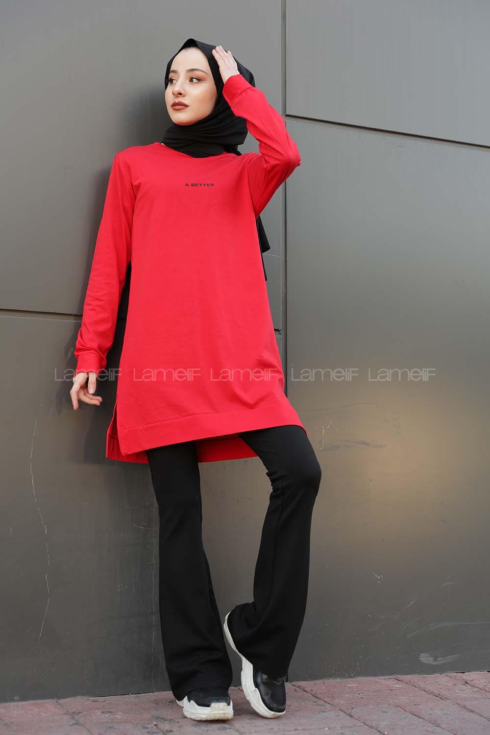 Modalamelif A Better Baskılı Sweatshirt Kırmızı