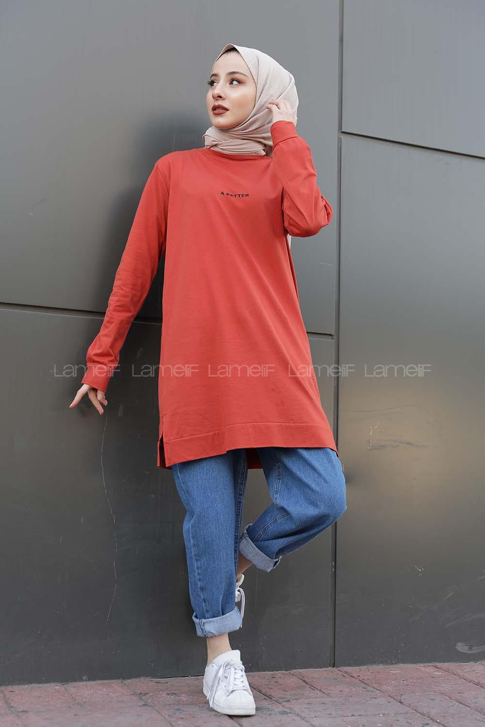 Modalamelif A Better Baskılı Sweatshirt Taba