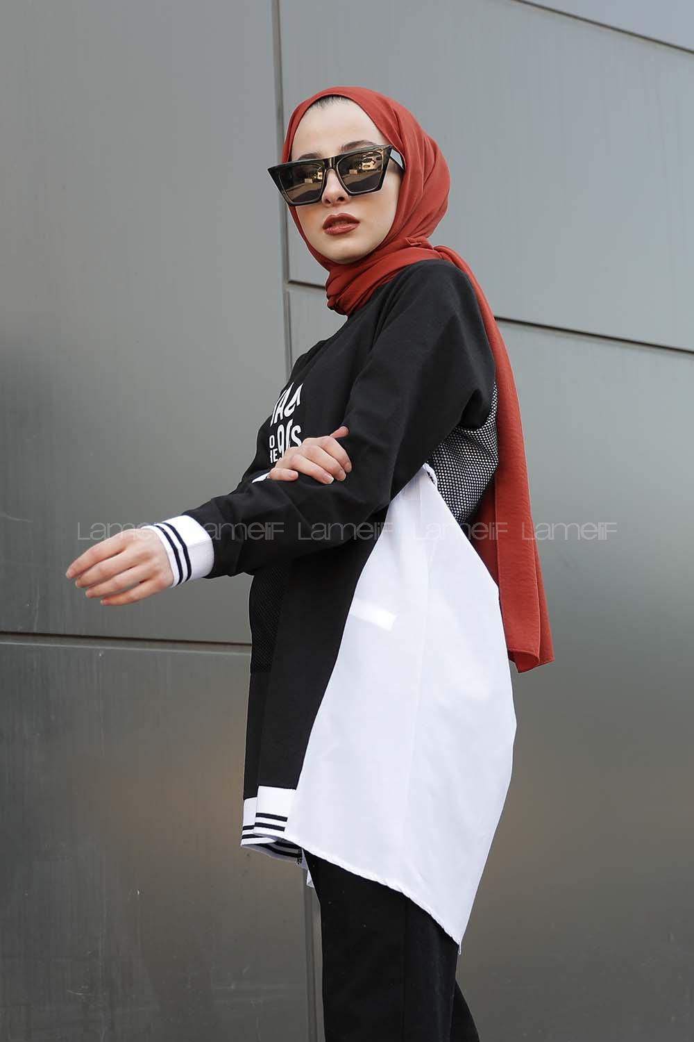 Modalamelif Back To The 90 s Yazı Baskılı Tunik Siyah