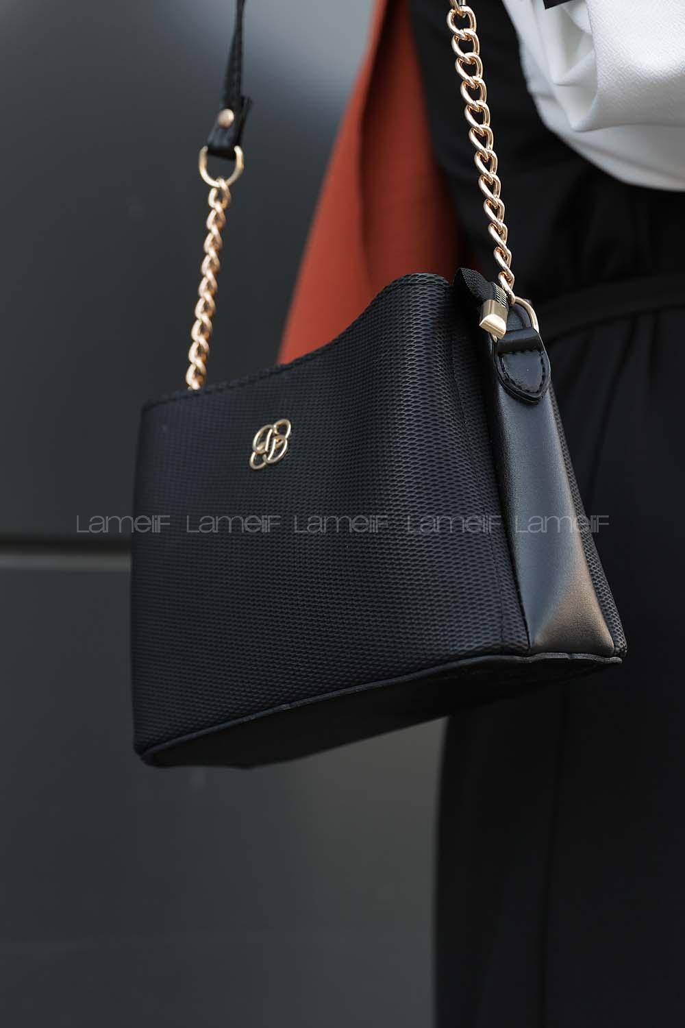 Modalamelif Bal Peteği Dokulu Çanta Siyah