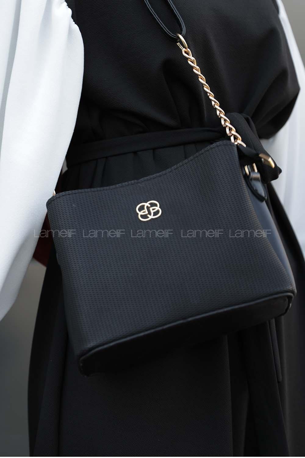 Modalamelif Bal Peteği Dokulu Çanta Siyah