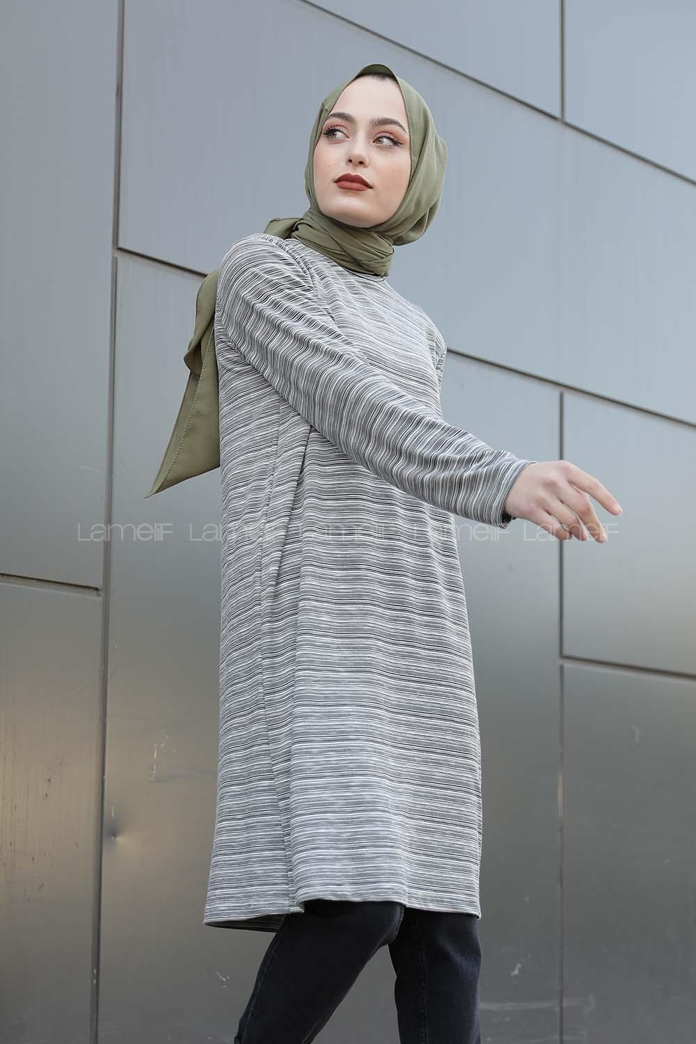 Modalamelif İnce Çizgili Tunik Siyah Beyaz