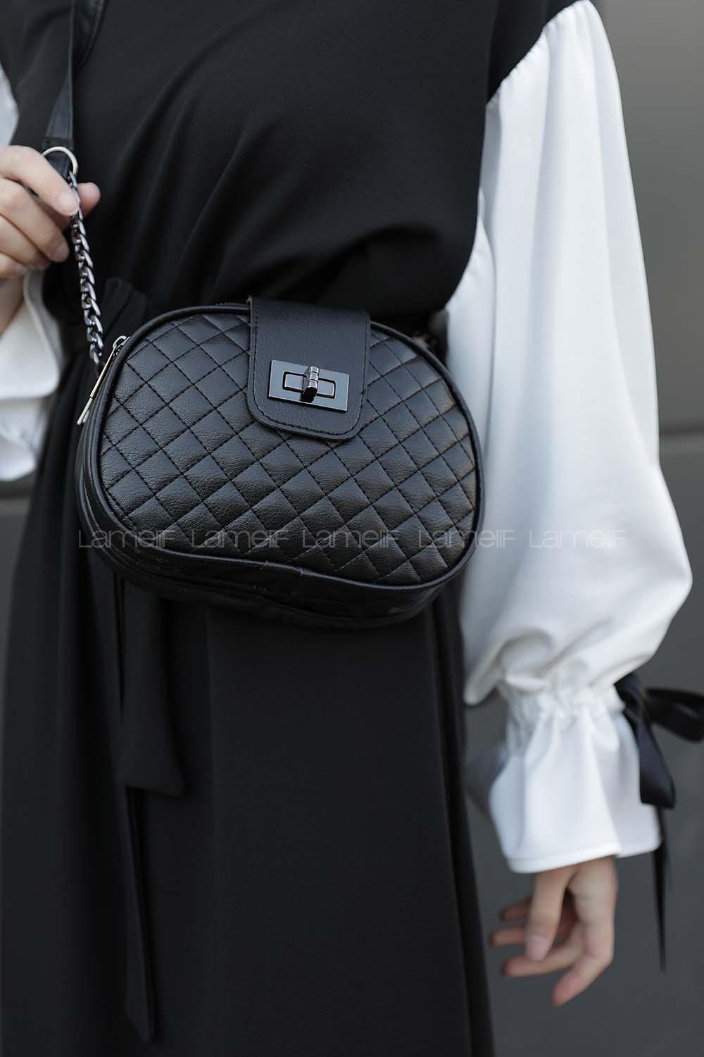 Lamelif Matmazel Askılı Omuz Çantası Siyah