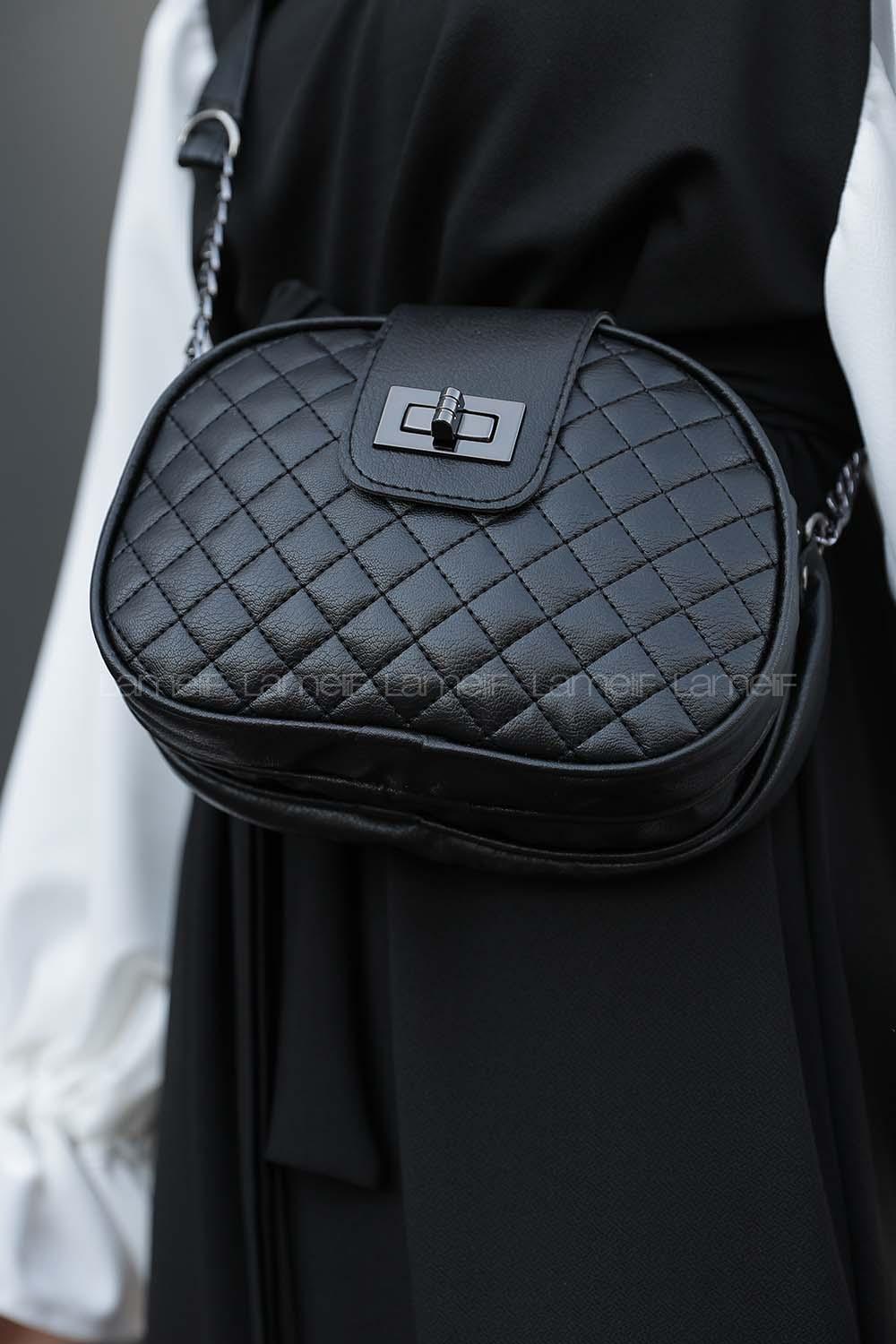 Lamelif Matmazel Askılı Omuz Çantası Siyah