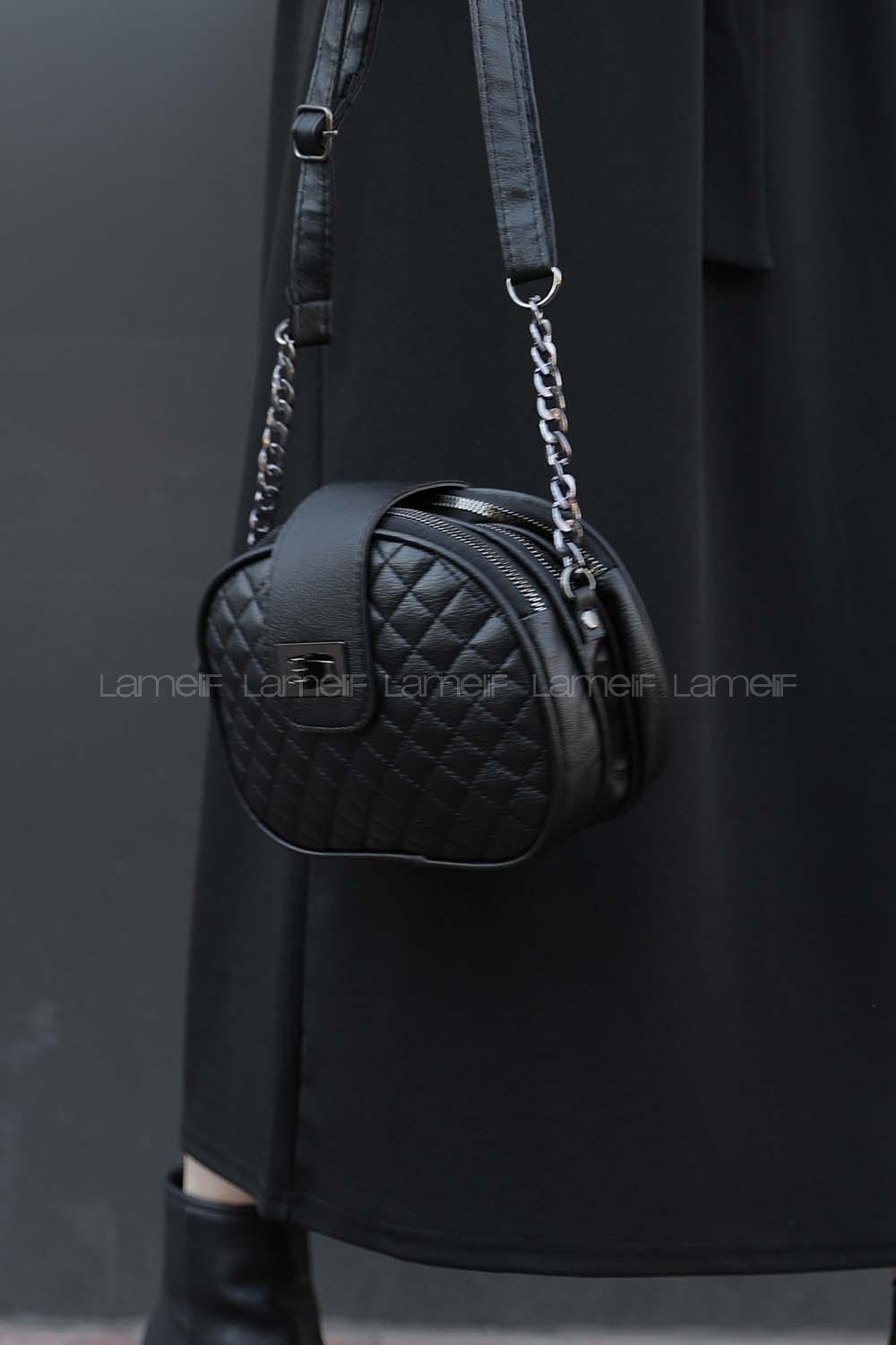 Lamelif Matmazel Askılı Omuz Çantası Siyah