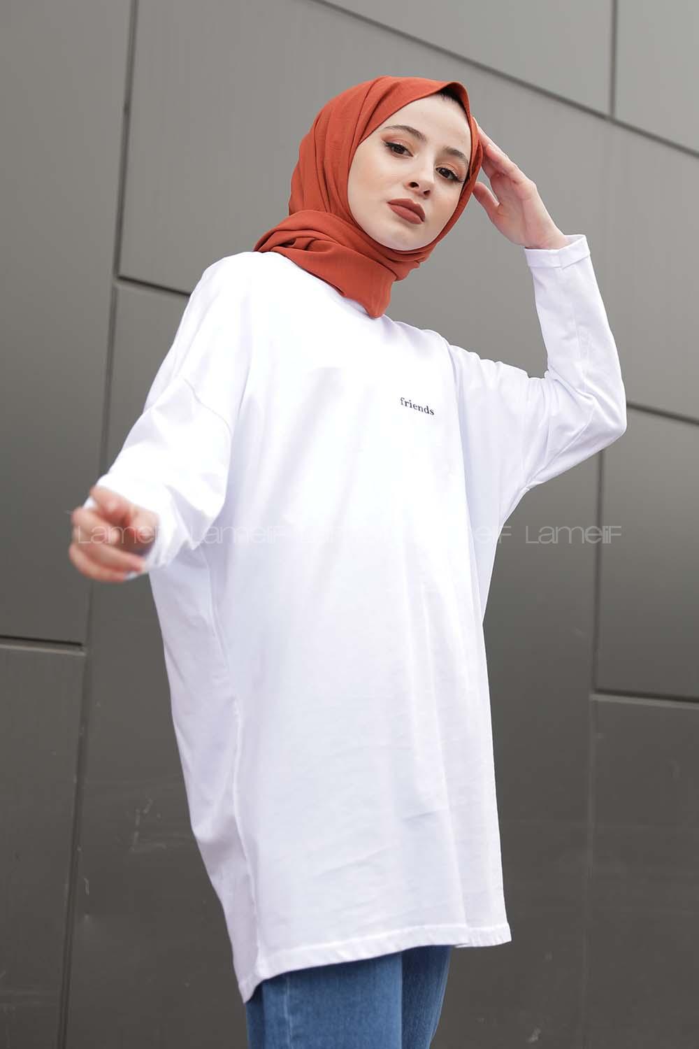 Modalamelif Friends Yazı Baskılı Sweat Beyaz