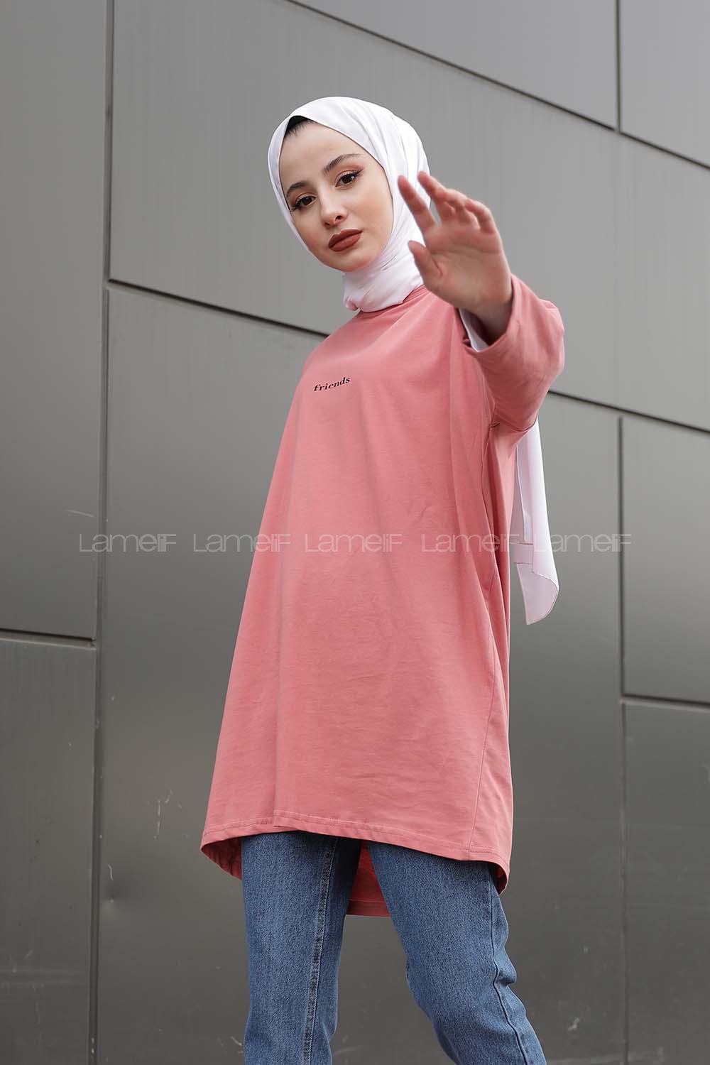 Modalamelif Friends Yazı Baskılı Sweat Gül