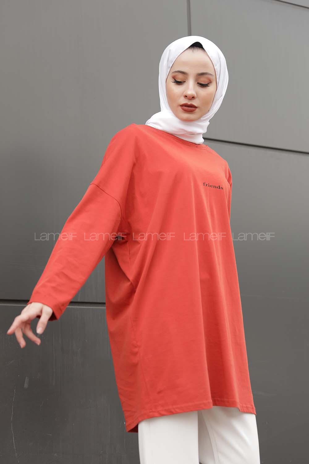 Modalamelif Friends Yazı Baskılı Sweat Kiremit