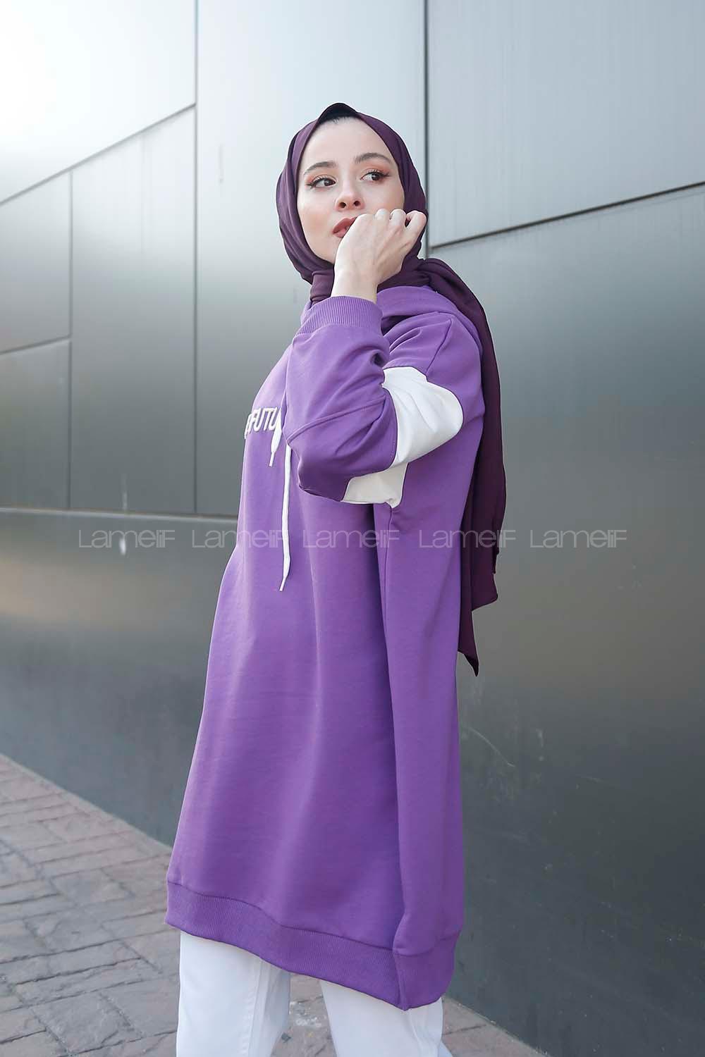 Modalamelif The Future Is Yours Nakışlı Tunik Mor