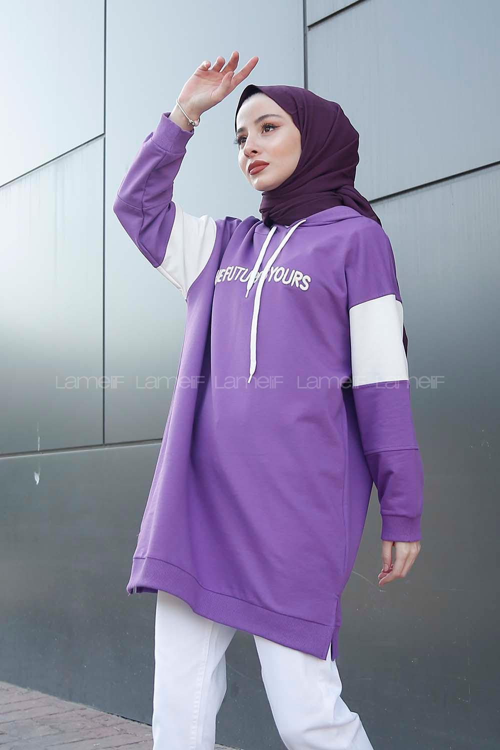 Modalamelif The Future Is Yours Nakışlı Tunik Mor