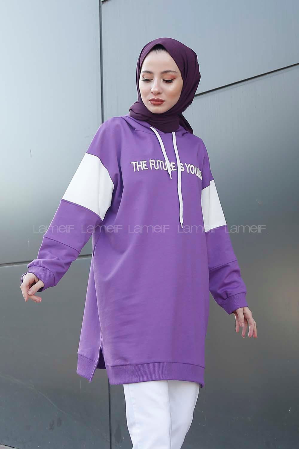 Modalamelif The Future Is Yours Nakışlı Tunik Mor