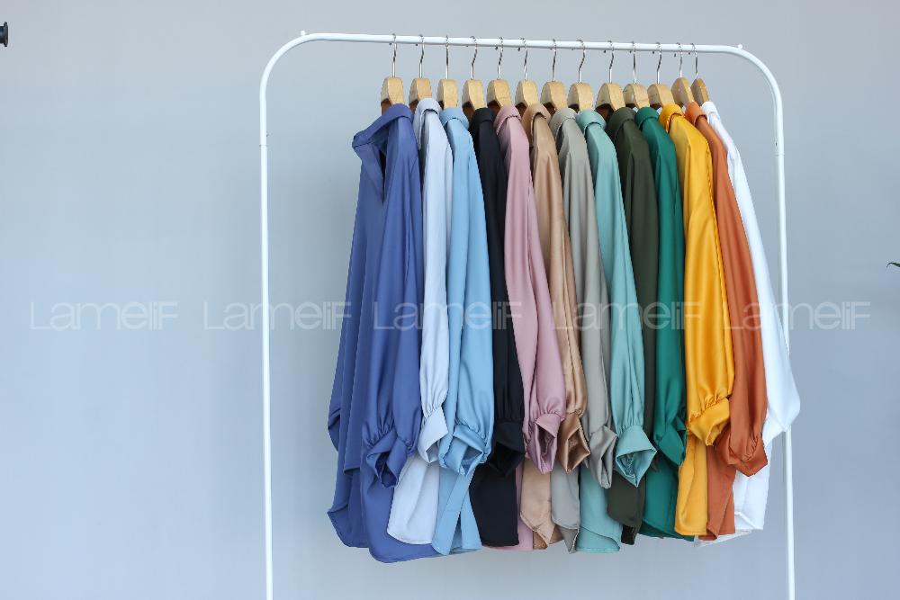 Modalamelif Yarasa Kol Gömlek Yaka Bluz Asker Yeşili