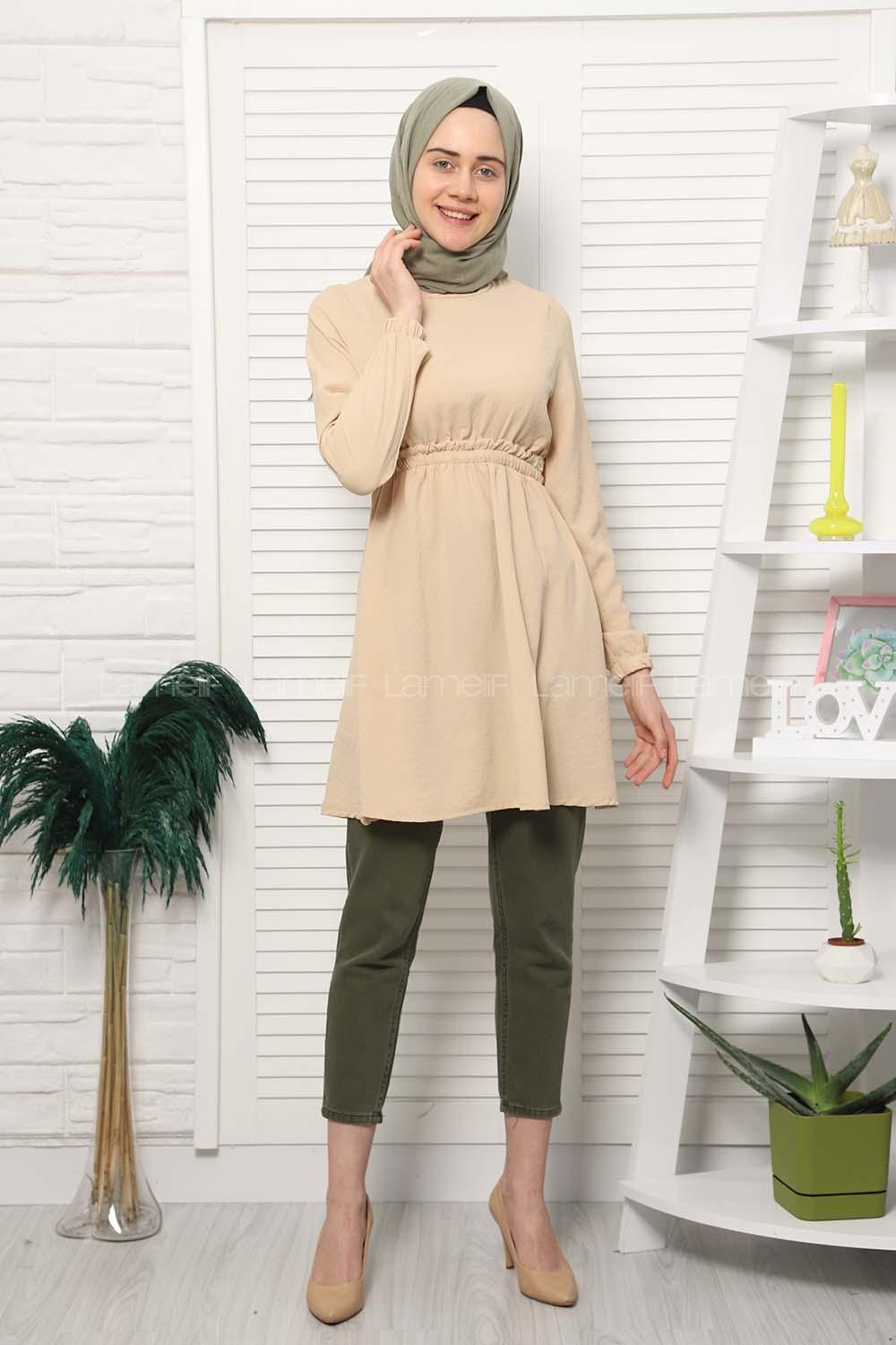 Modalamelif Bel Büzgülü Prenses Model Bej