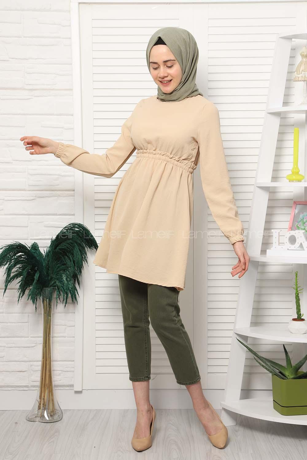 Modalamelif Bel Büzgülü Prenses Model Bej