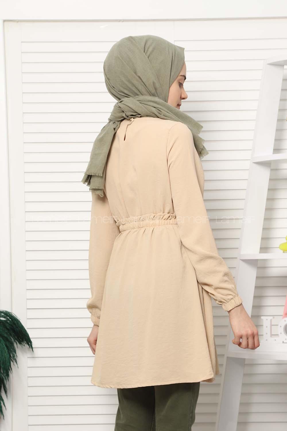 Modalamelif Bel Büzgülü Prenses Model Bej