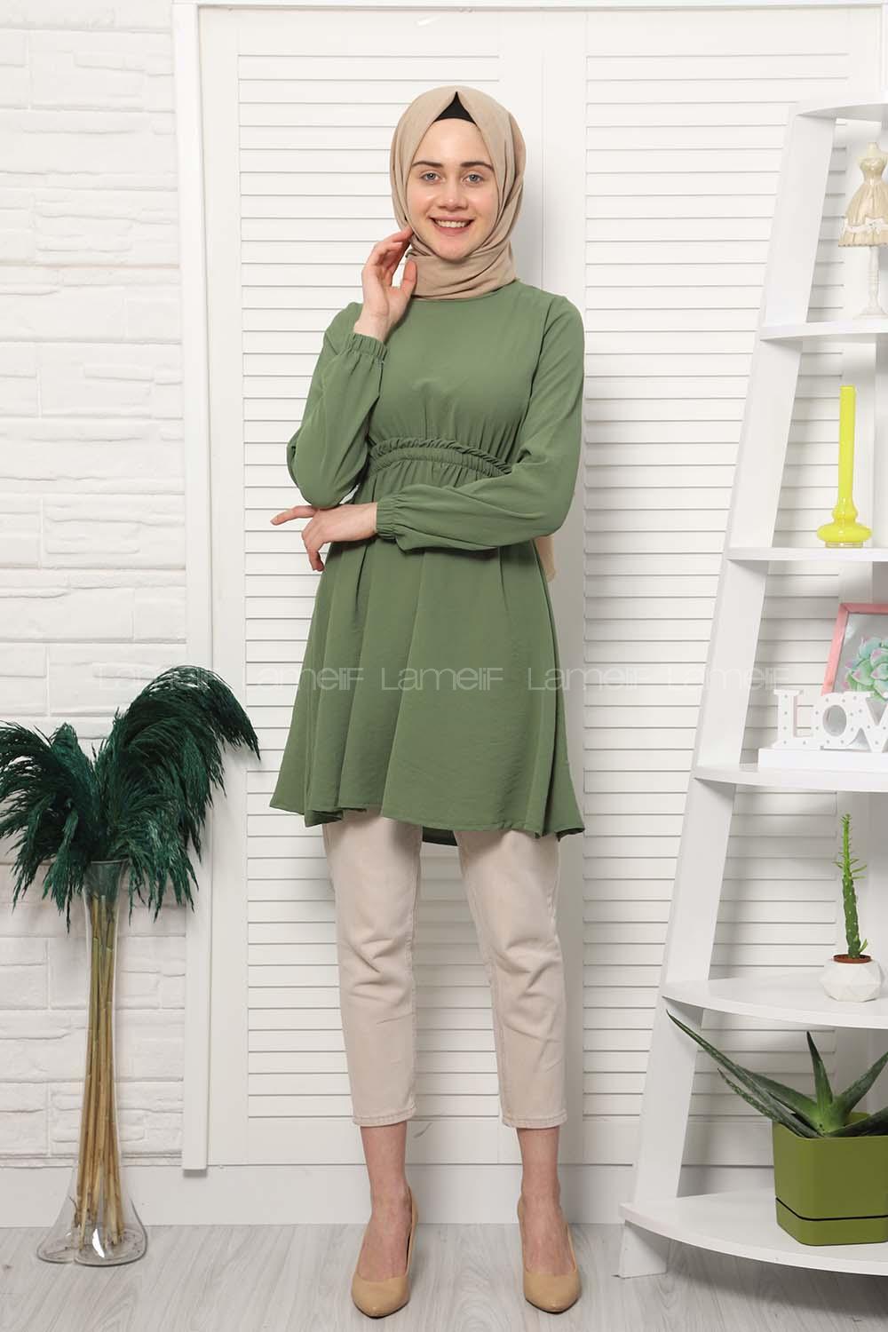 Modalamelif Bel Büzgülü Prenses Model Haki