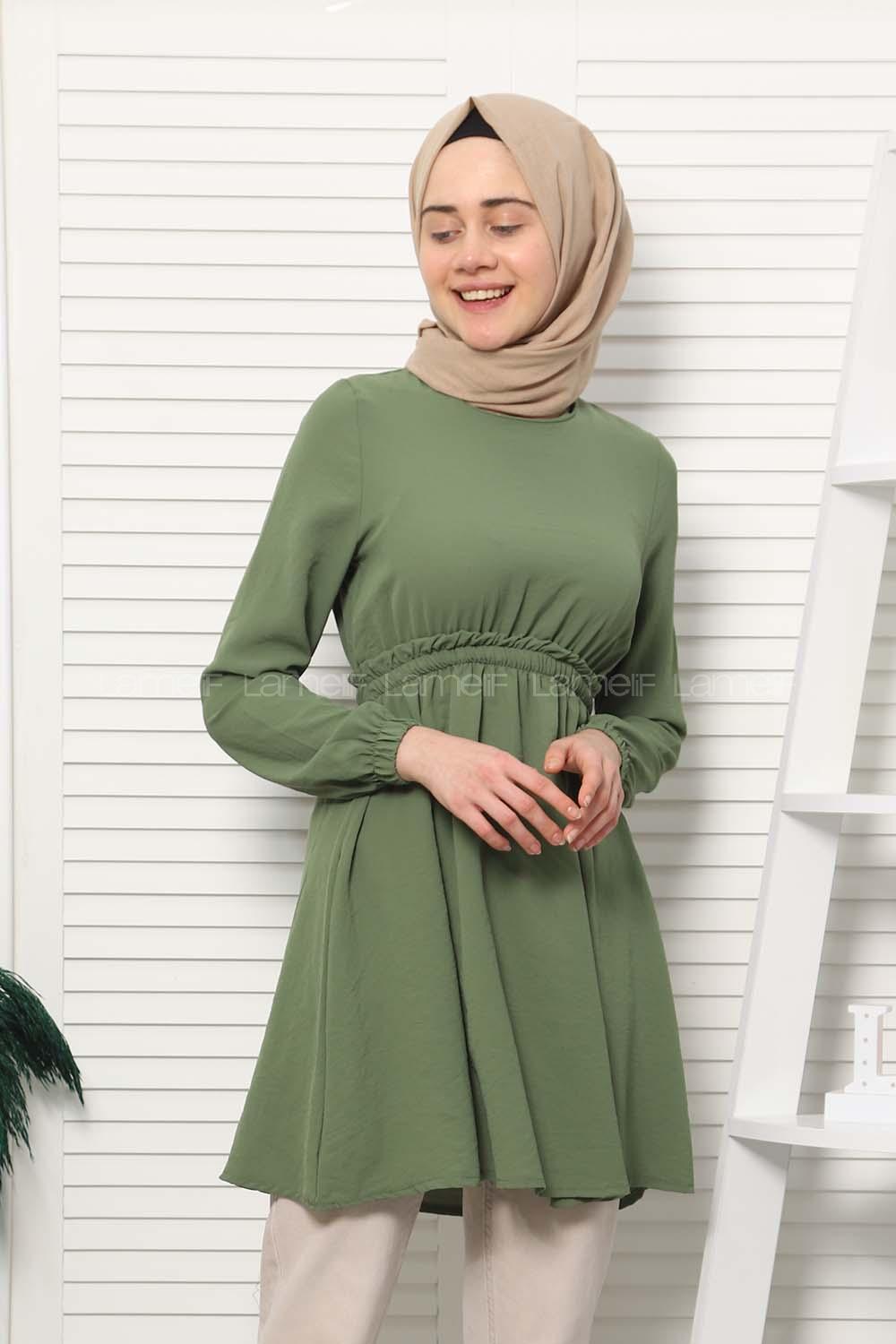 Modalamelif Bel Büzgülü Prenses Model Haki