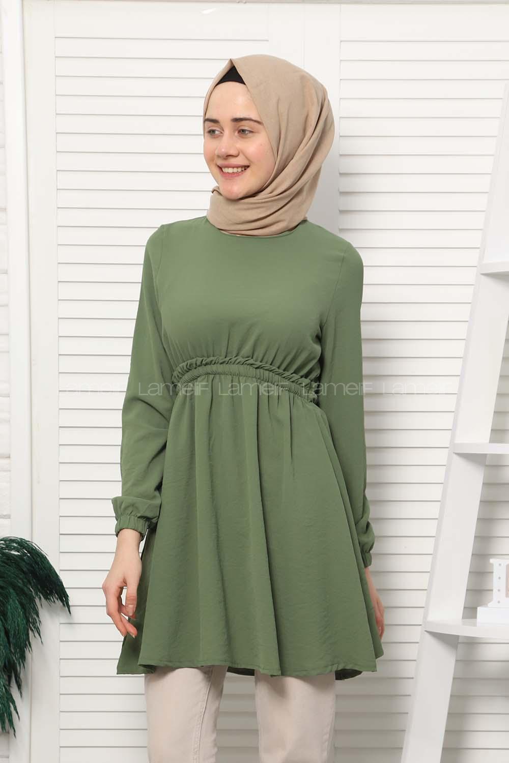 Modalamelif Bel Büzgülü Prenses Model Haki