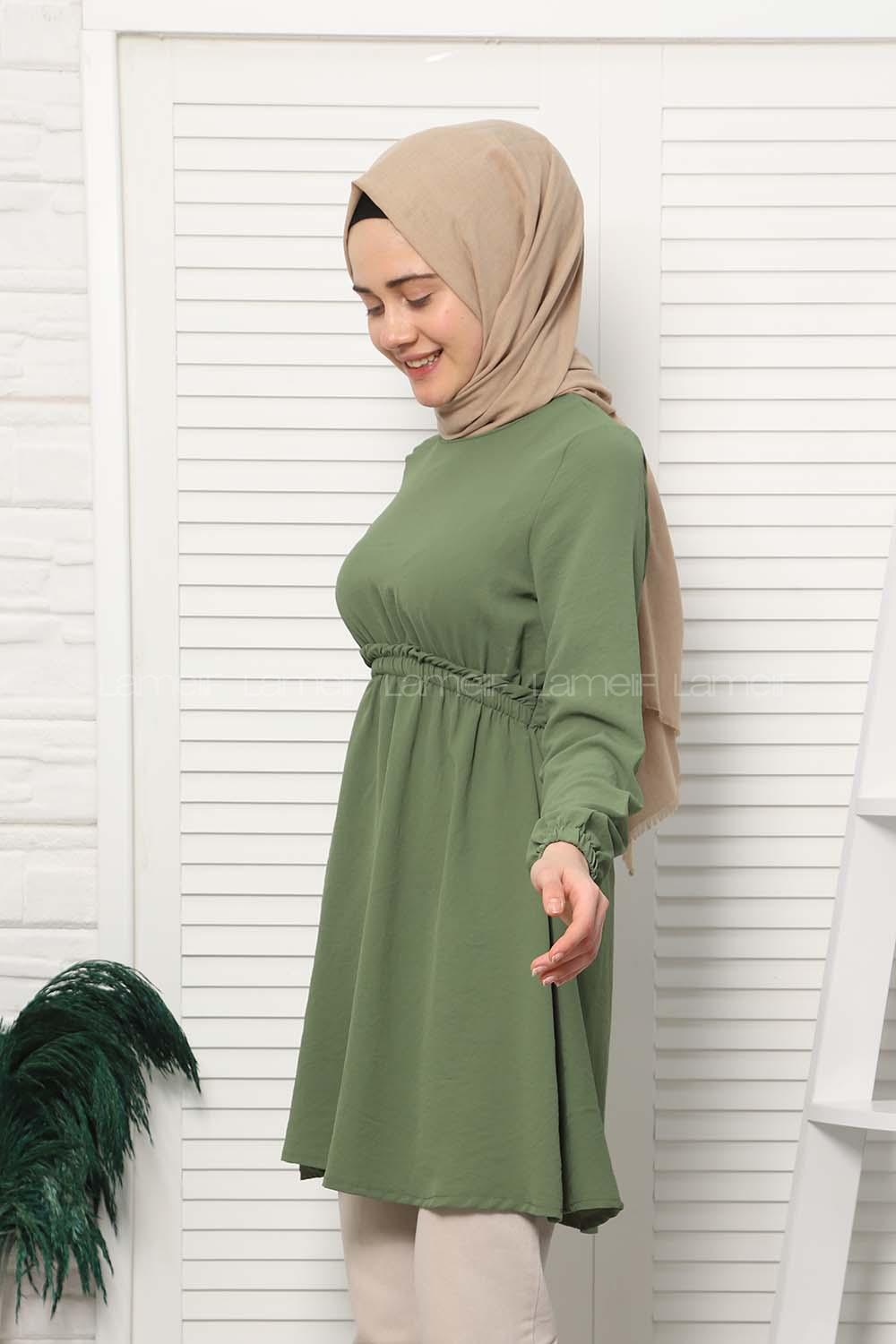 Modalamelif Bel Büzgülü Prenses Model Haki