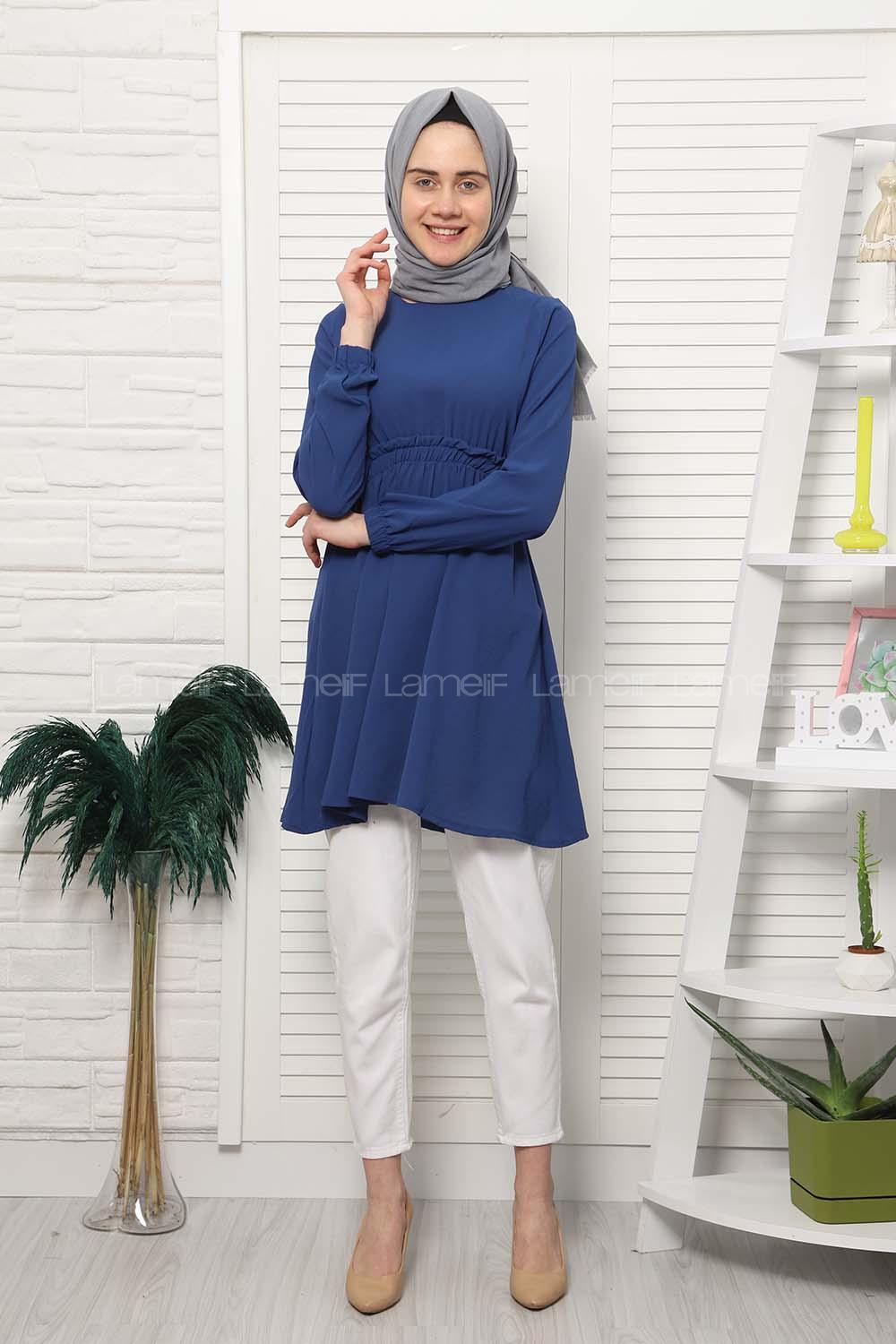 Modalamelif Bel Büzgülü Prenses Model İndigo