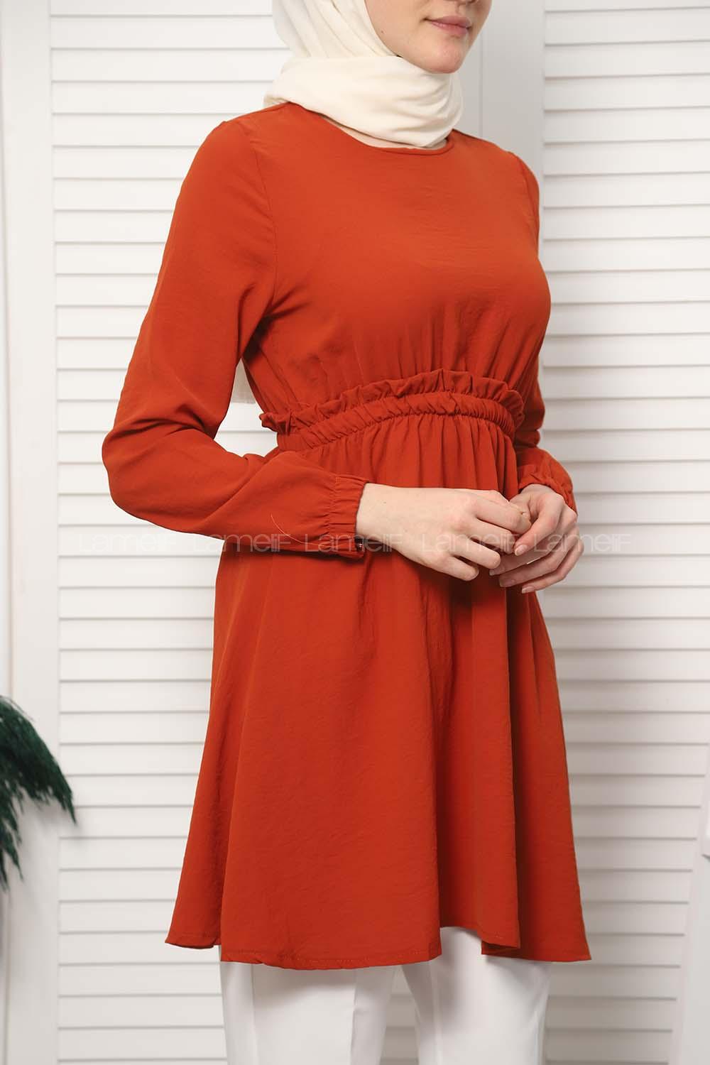 Modalamelif Bel Büzgülü Prenses Model Tunik Kiremit