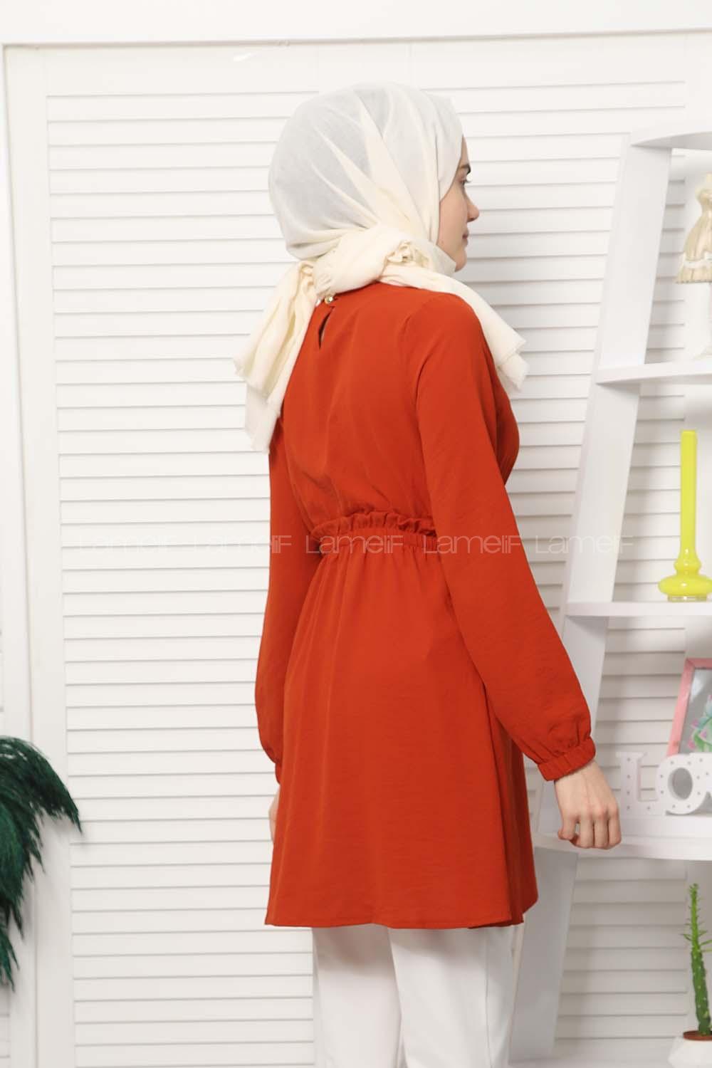 Modalamelif Bel Büzgülü Prenses Model Tunik Kiremit