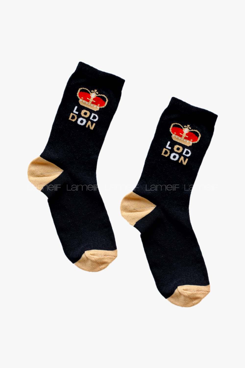 Modalamelif Lod Don Yazı Baskılı Lacivert Çorap