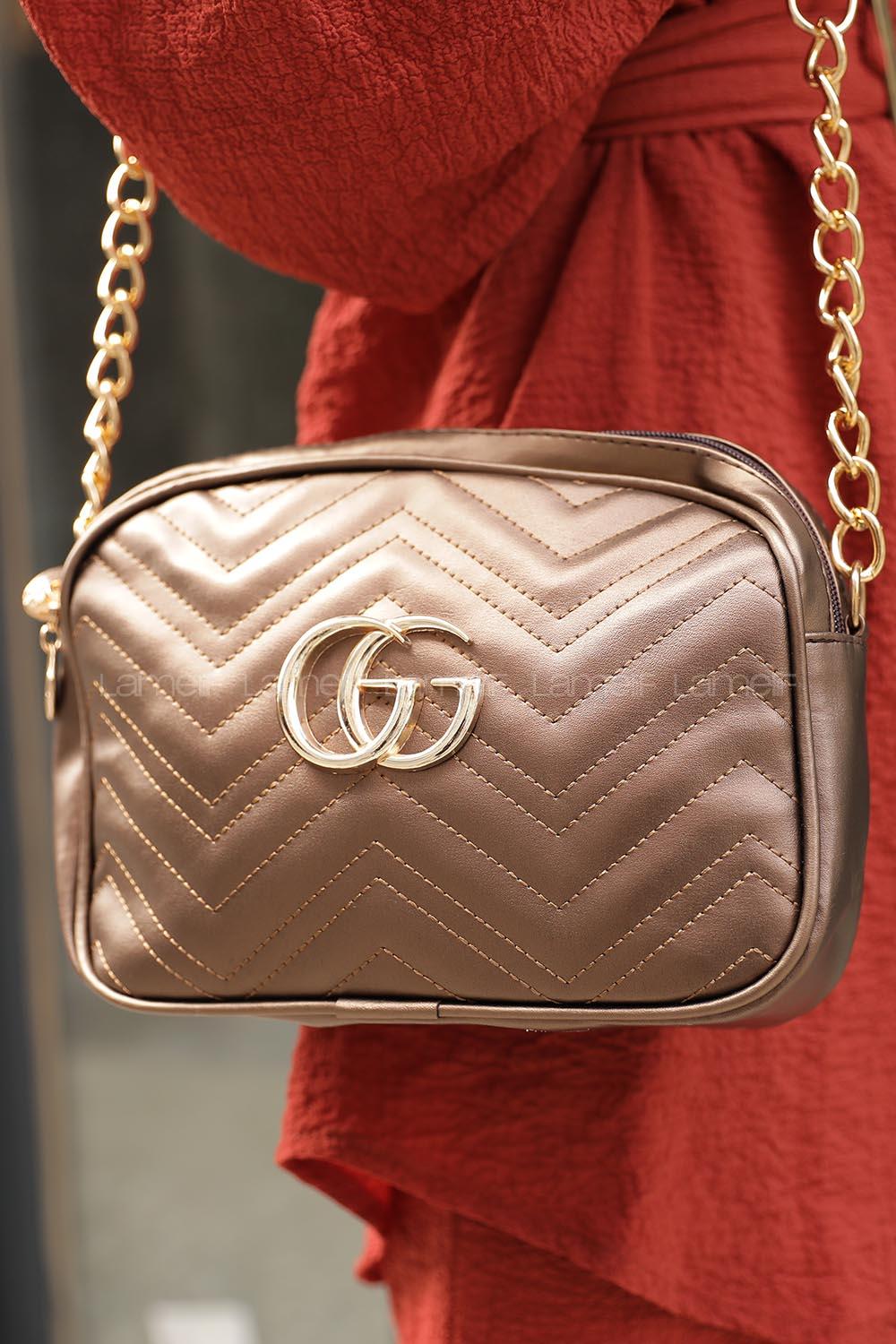 Modalamelif Metal Zincir Askılı Omuz Çantası Gold