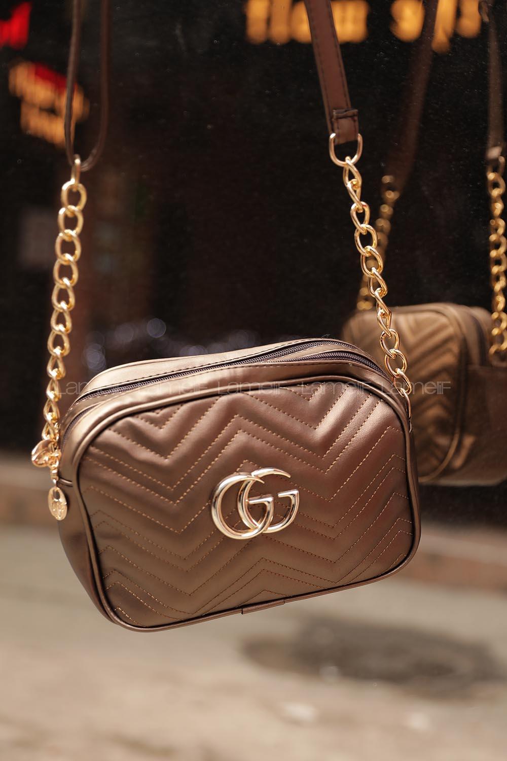 Modalamelif Metal Zincir Askılı Omuz Çantası Gold