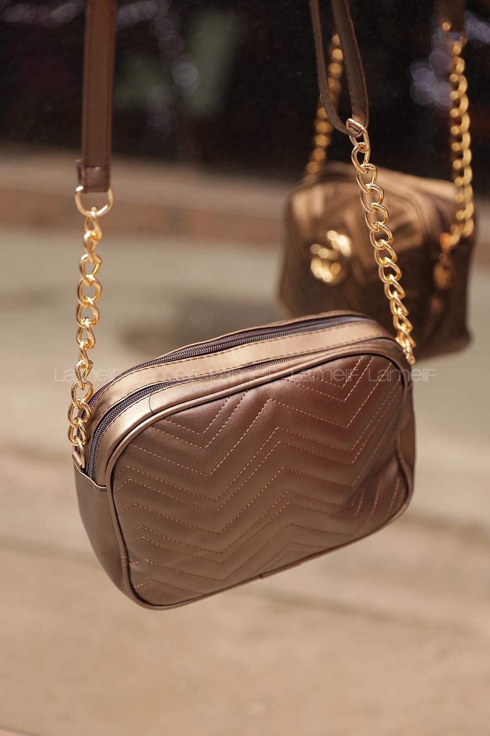 Modalamelif Metal Zincir Askılı Omuz Çantası Gold