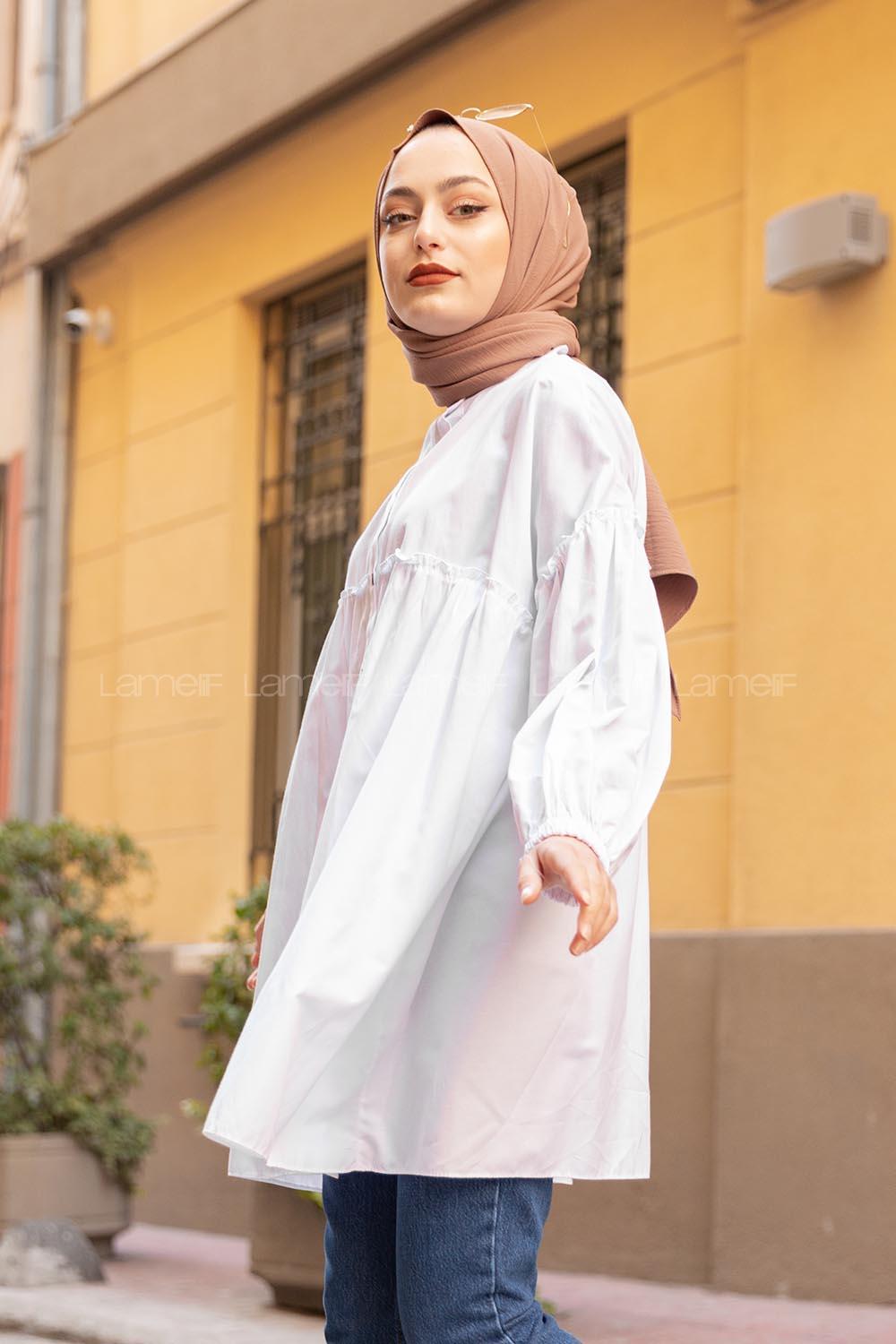 Modalamelif Hakim Yaka Gömlek Beyaz