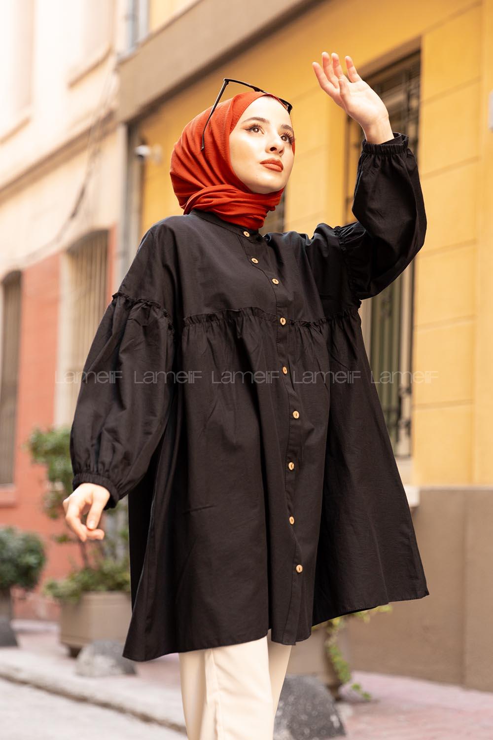 Modalamelif Hakim Yaka Gömlek Siyah