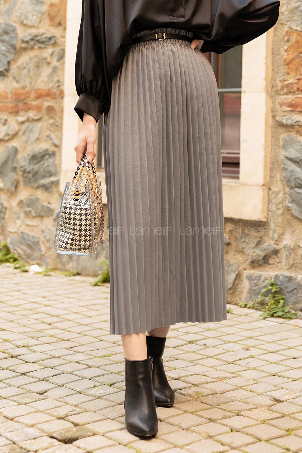 Modalamelif Kemerli Mira Etek Gri