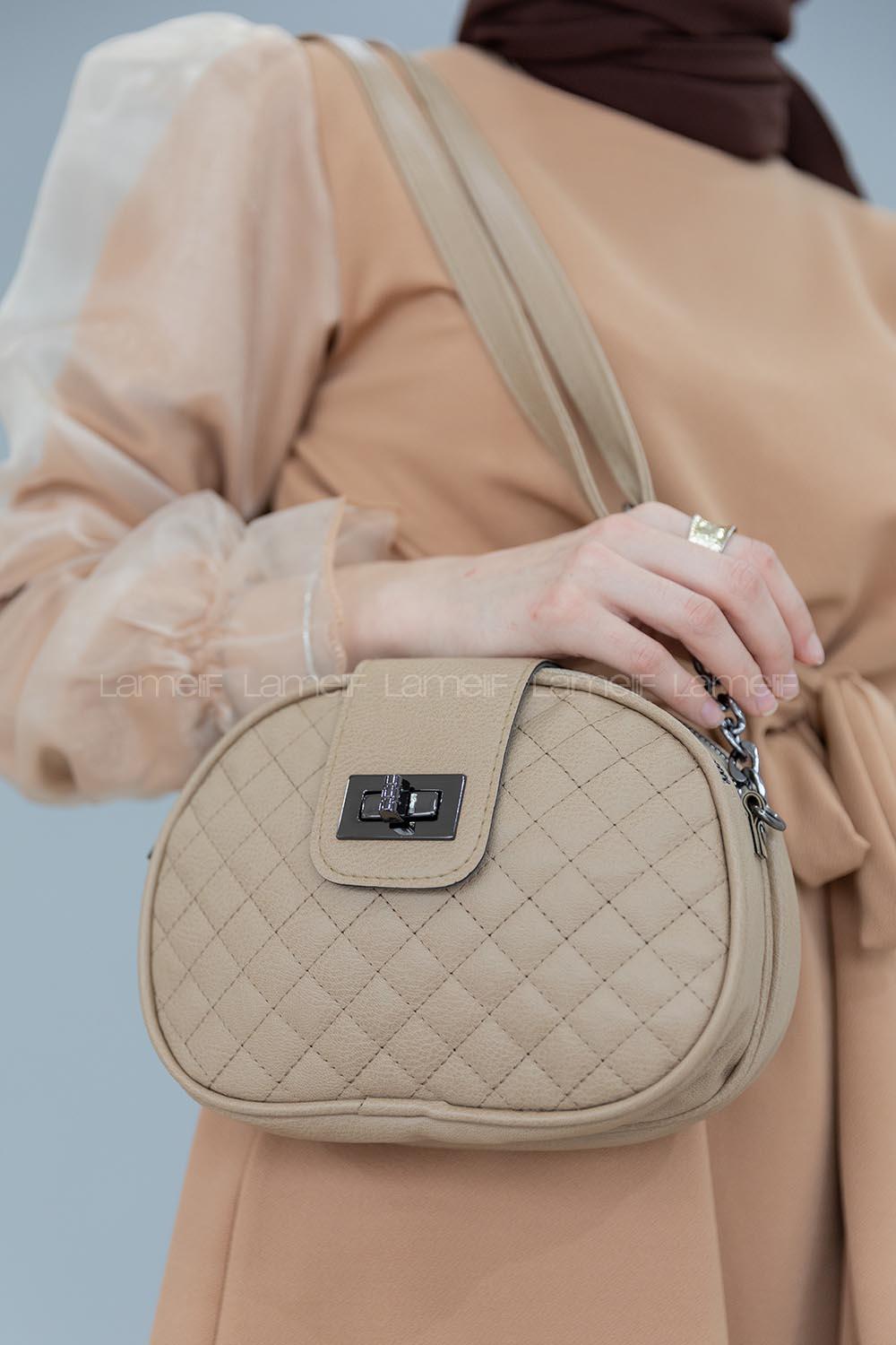 Lamelif Matmazel model Askılı Omuz Çantası Vizonrengi