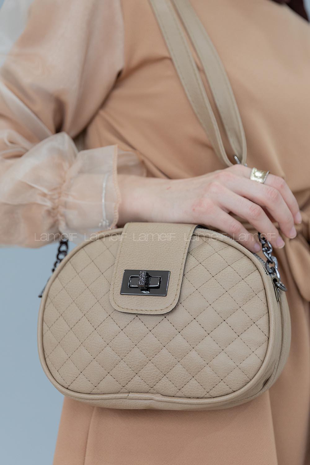 Lamelif Matmazel model Askılı Omuz Çantası Vizonrengi