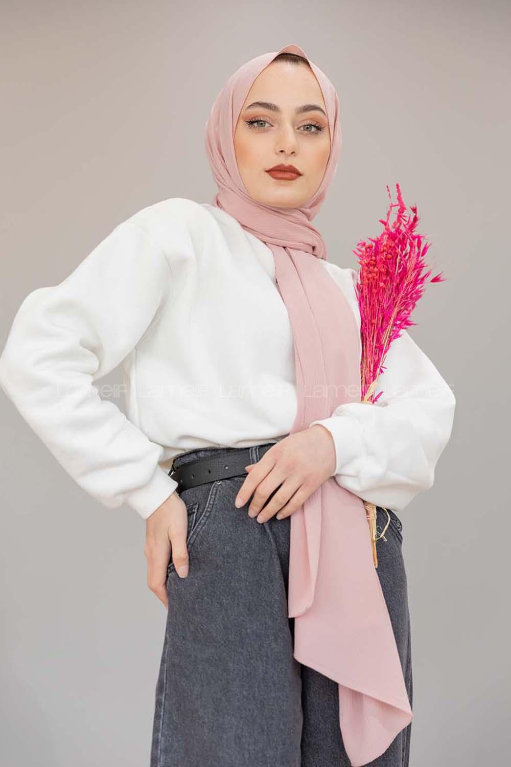 Modalamelif Pudra Krinkıl Medine İpeği Şal