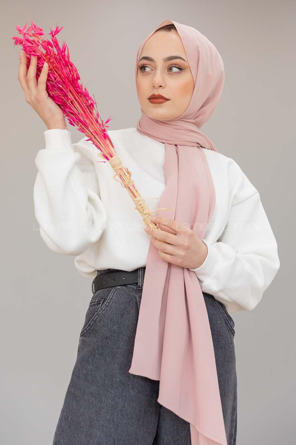 Modalamelif Pudra Krinkıl Medine İpeği Şal