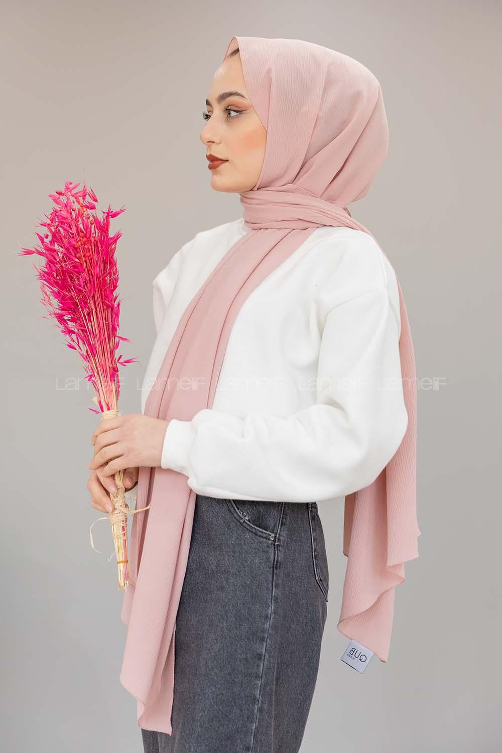 Modalamelif Pudra Krinkıl Medine İpeği Şal