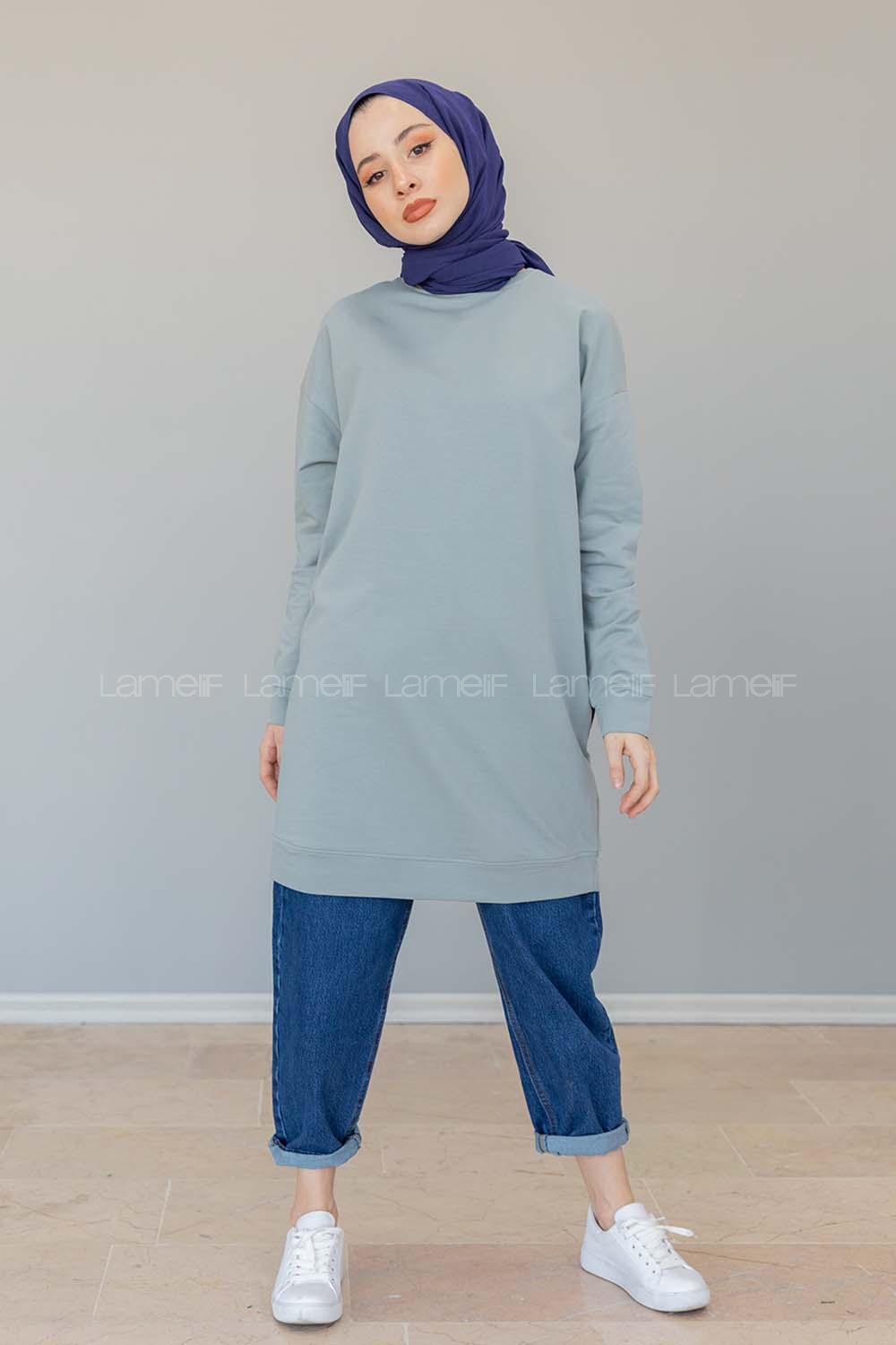 Modalamelif Düz Renk Sweat Gri Melanj