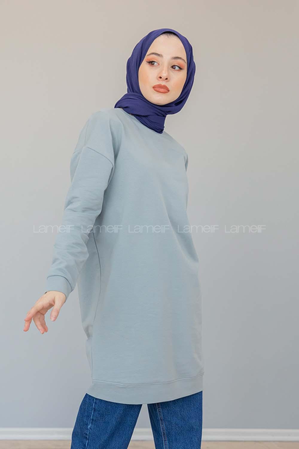 Modalamelif Düz Renk Sweat Gri Melanj