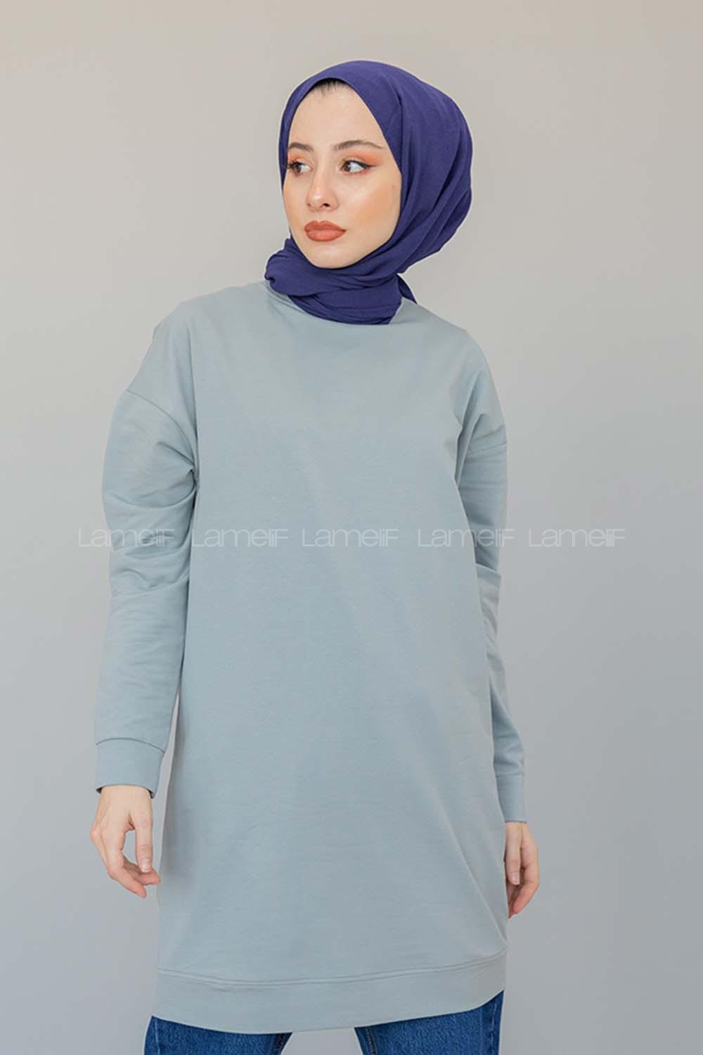 Modalamelif Düz Renk Sweat Gri Melanj