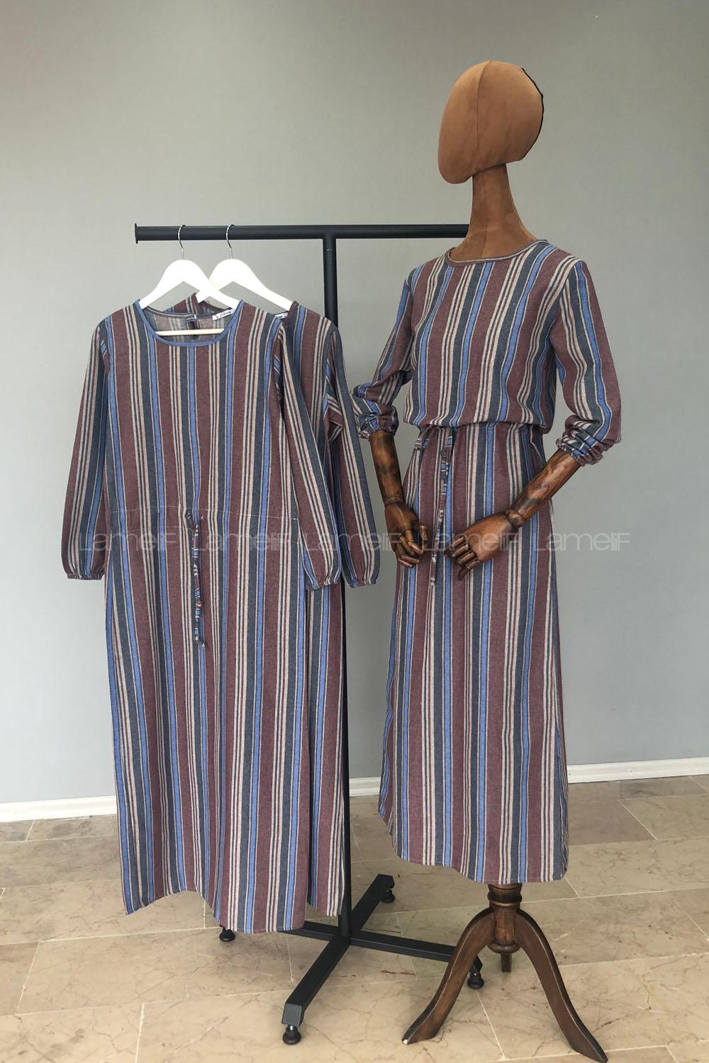 Modalamelif Belden Bağcıklı Elbise Bordo