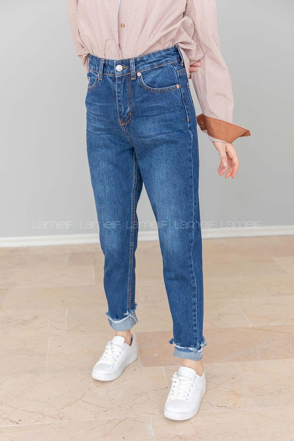 Modalamelif Paça Püsküllü Mom Jean Mavi