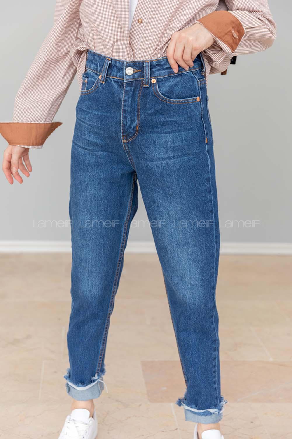 Modalamelif Paça Püsküllü Mom Jean Mavi