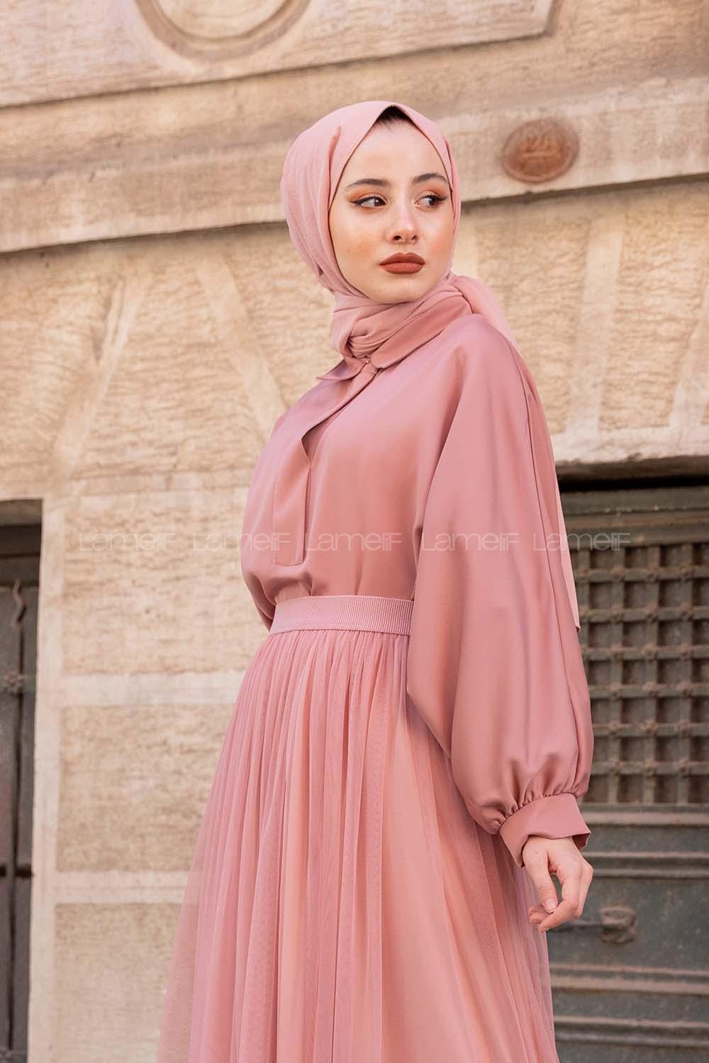 Modalamelif Yarasa Kol Gömlek Yaka Bluz Gül