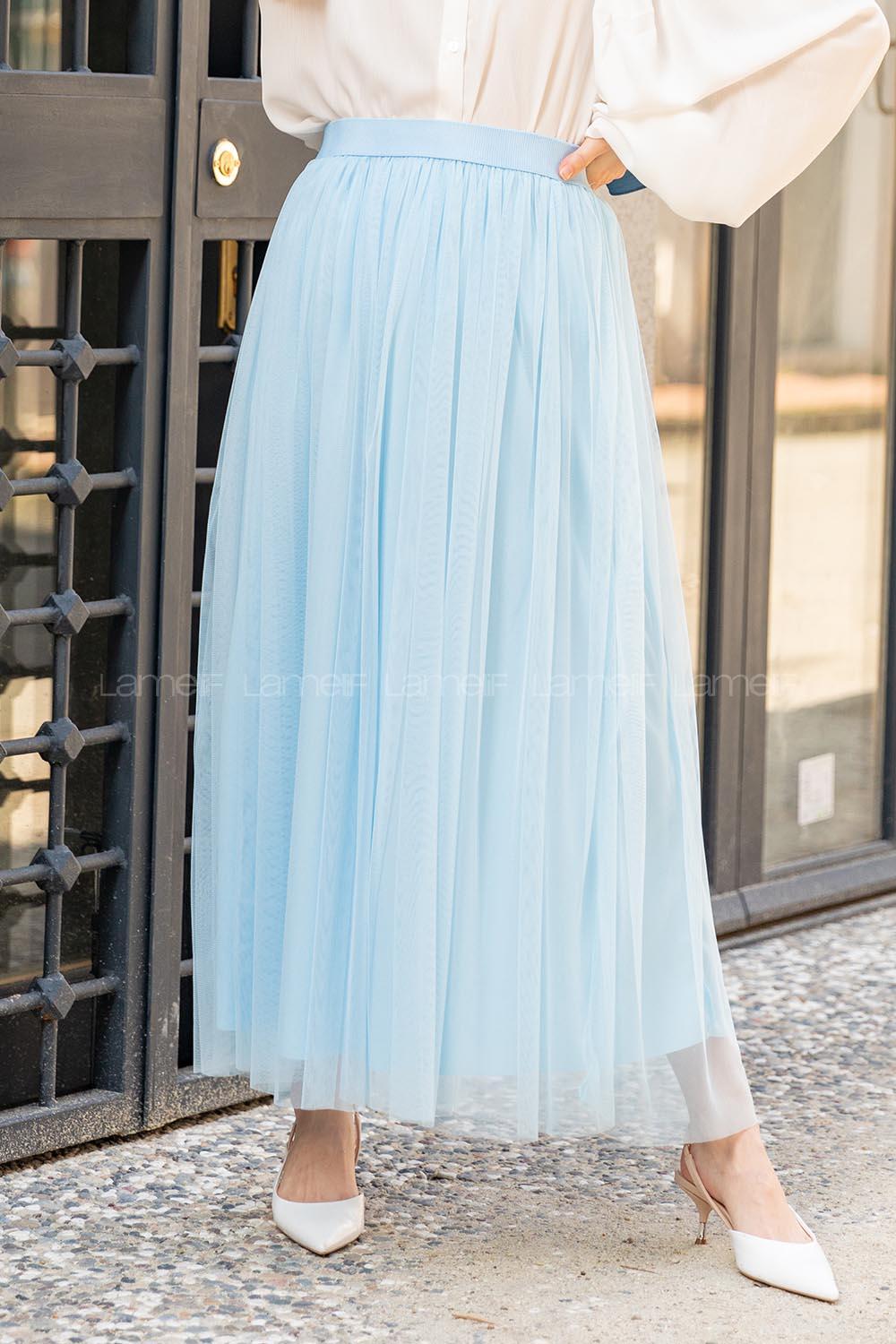 Modalamelif Beli Lastikli Tül Etek Bebe Mavisi