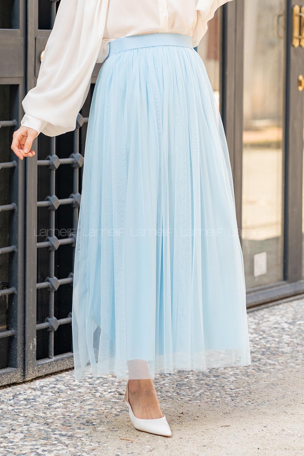 Modalamelif Beli Lastikli Tül Etek Bebe Mavisi