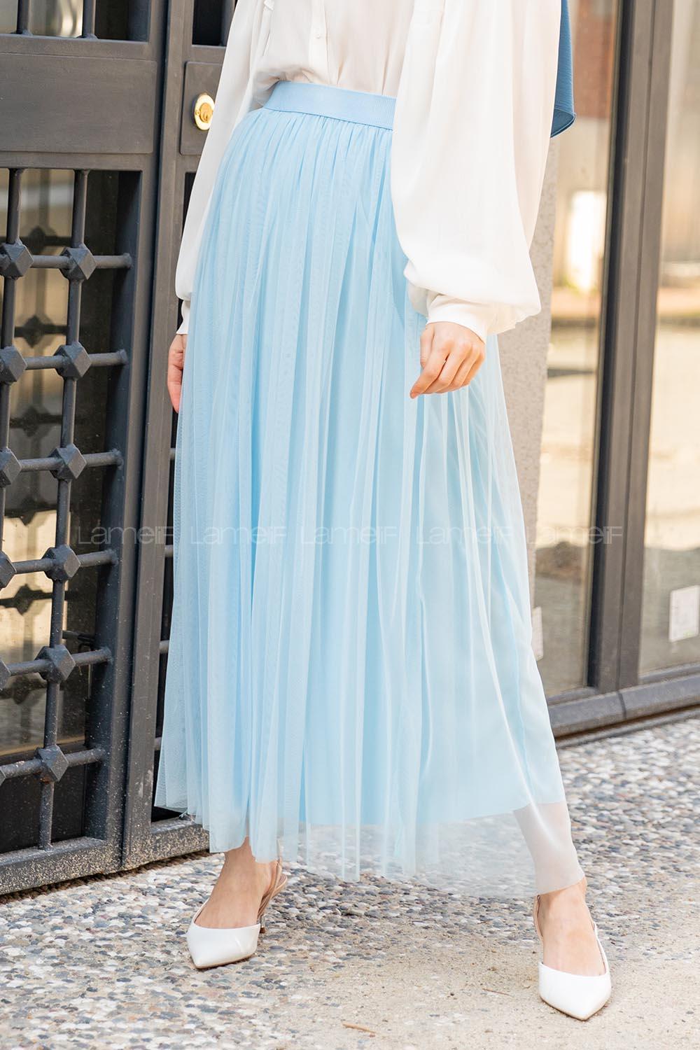 Modalamelif Beli Lastikli Tül Etek Bebe Mavisi